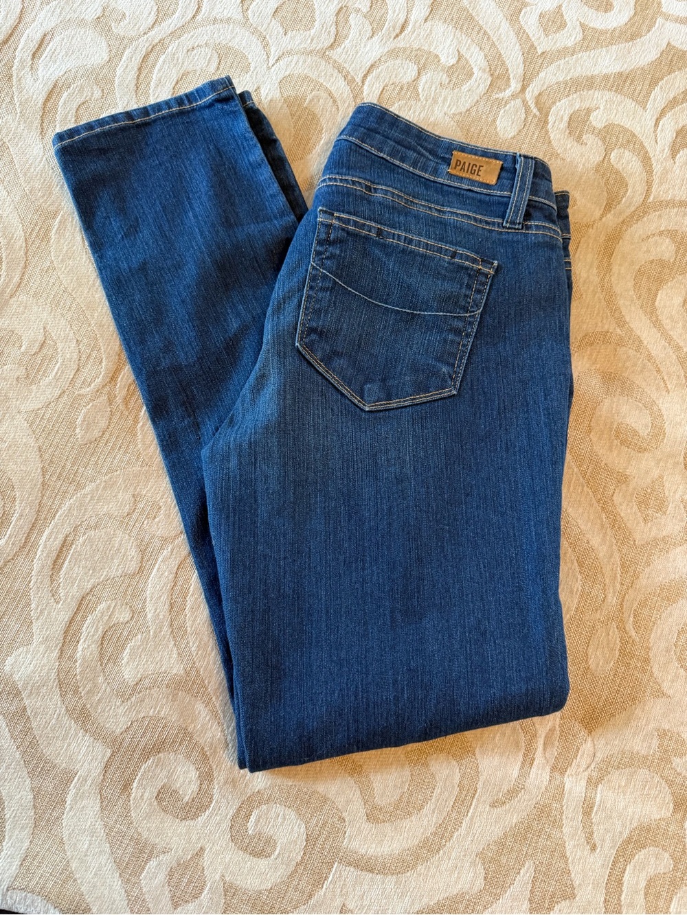 PAIGE Skyline Ankle Peg Jeans 29 Medium Wash Stretch Denim - Picture 3 of 14